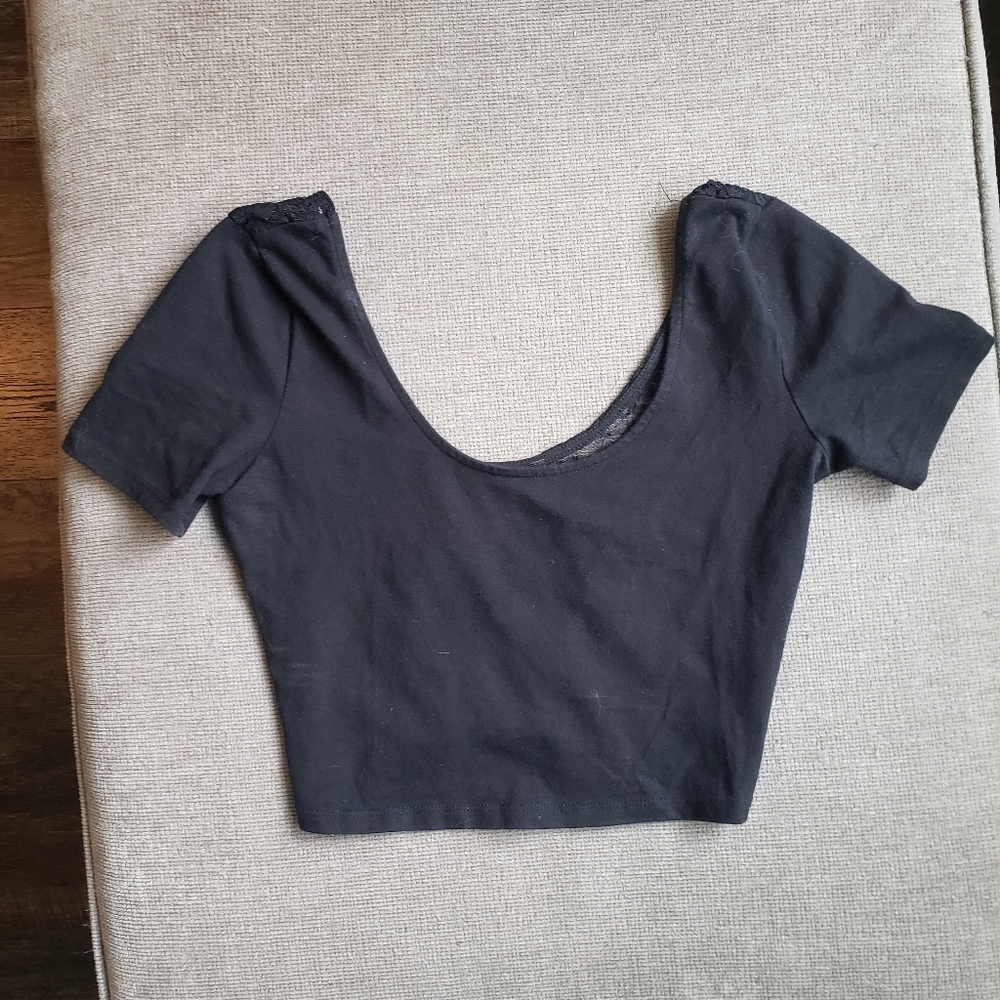 XXI Black Laceback Crop Shirt size S/M